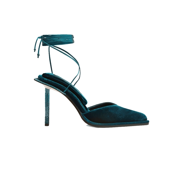 Tamara Mellon Shoes - Tamara Mellon rhinstones embellished velvet pillow top Comet heels